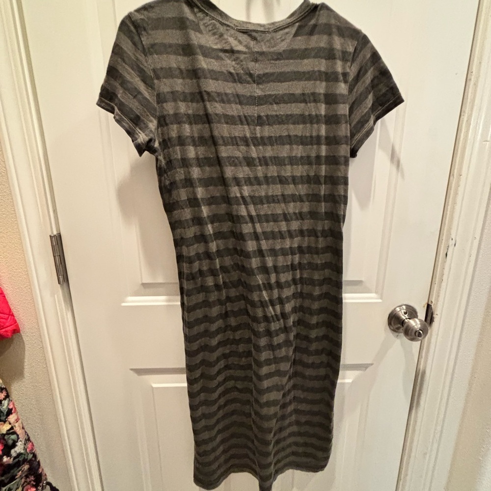Green striped midi dress